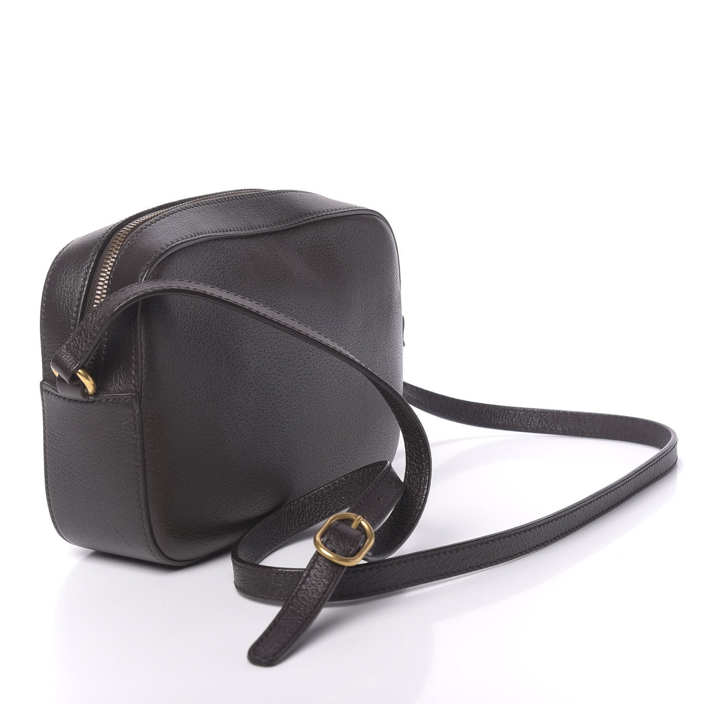 Textured Calfskin Web Small Webby Bee Shoulder Bag Brown Coffee