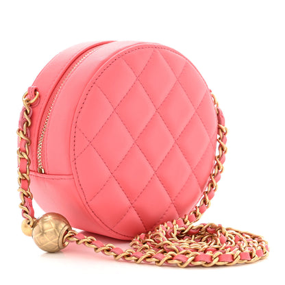 Chanel Lambskin Quilted Round Pearl Crush Clutch With Chain Pink 3 of 11
