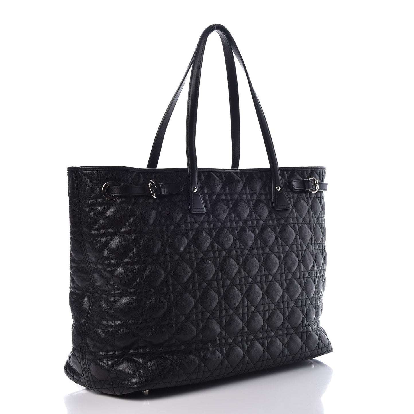 Coated Canvas Cannage Large Panarea Tote Black