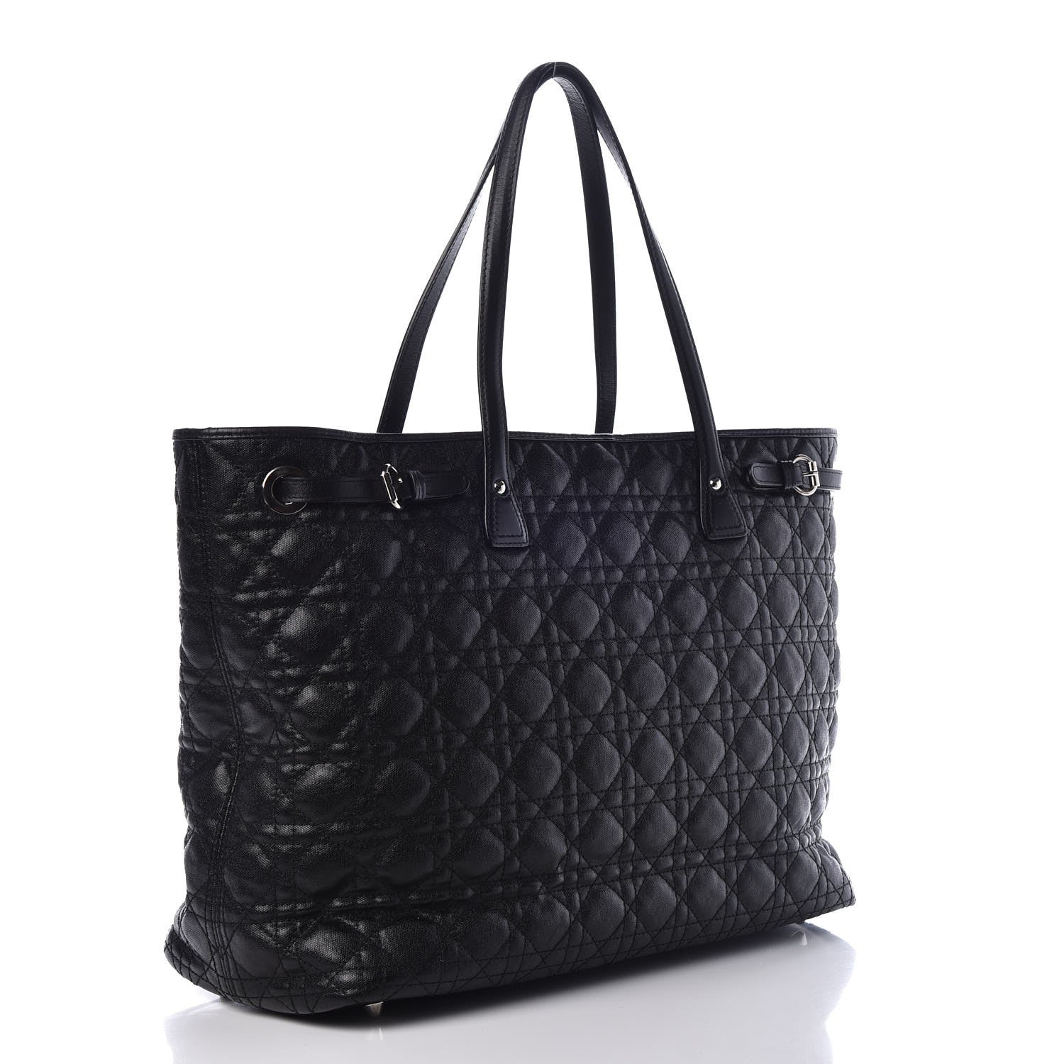 Christian Dior Coated Canvas Cannage Large Panarea Tote Black 3 of 10