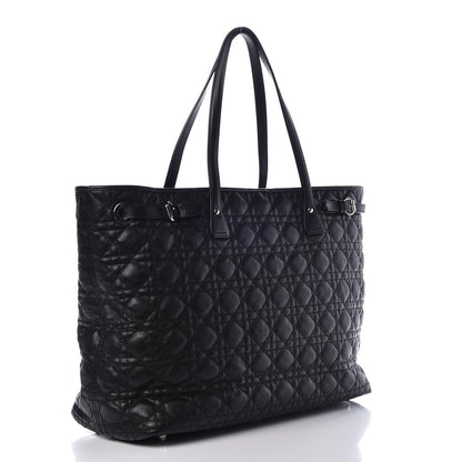 Christian Dior Coated Canvas Cannage Large Panarea Tote Black 3 of 10
