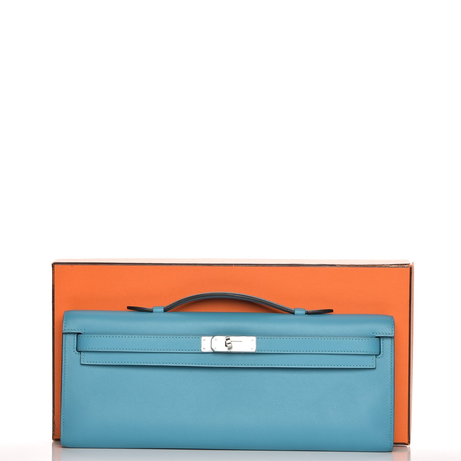 Hermes Swift Kelly Cut Clutch Pochette Turquiose 17 of 17