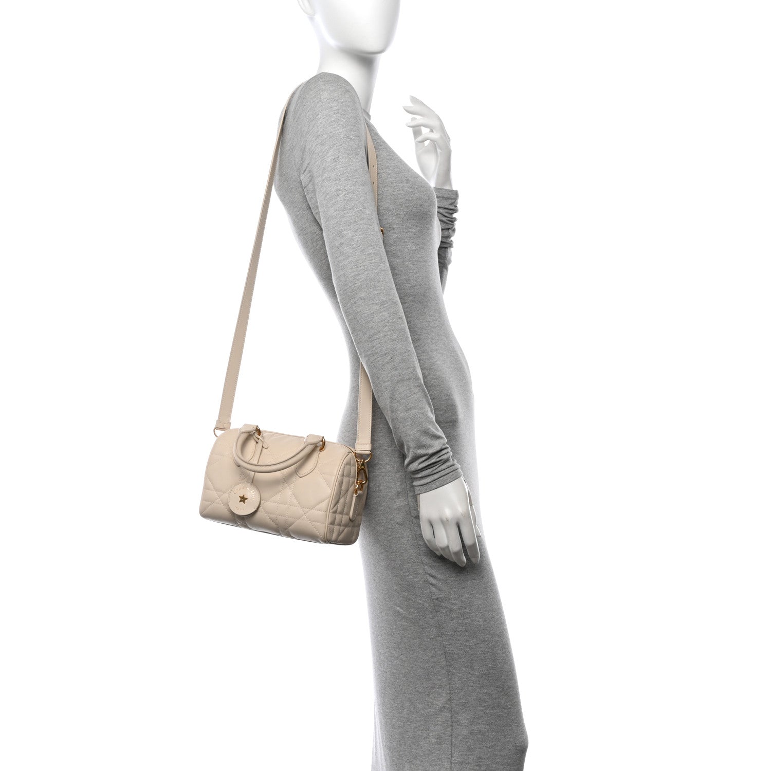 Christian Dior Calfskin Macrocannage Groove 20 Bag Dusty Ivory 2 of 13