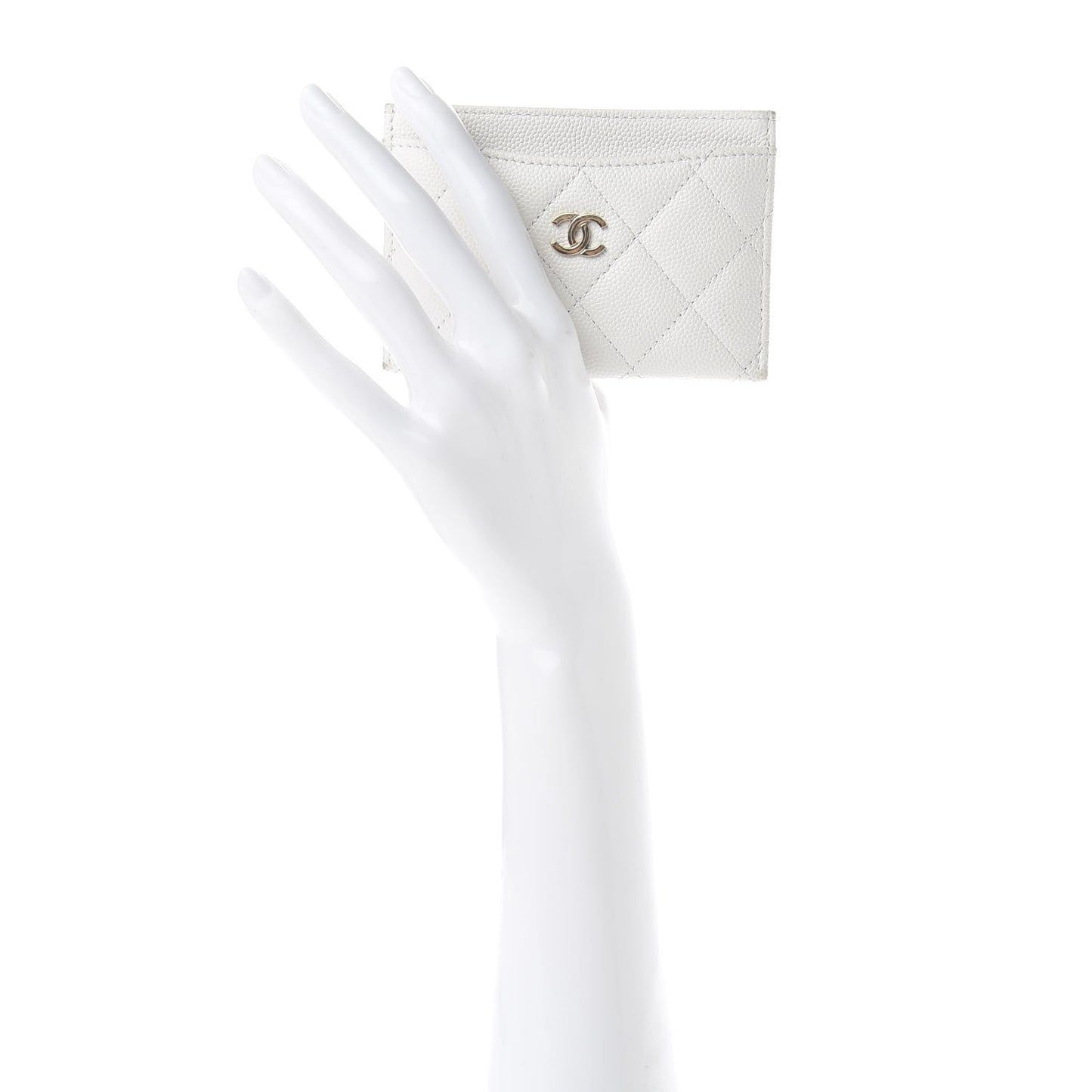 Caviar Quilted Card Holder White