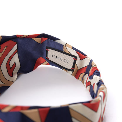 Gucci Silk GG Wallpaper Duchess Headband Royal Blue Red 3 of 4