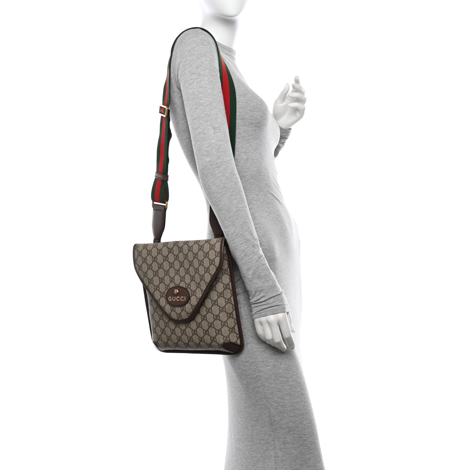 Gucci GG Supreme Monogram Web Medium Neo Vintage Flap Messenger Bag Beige New Acero 2 of 14