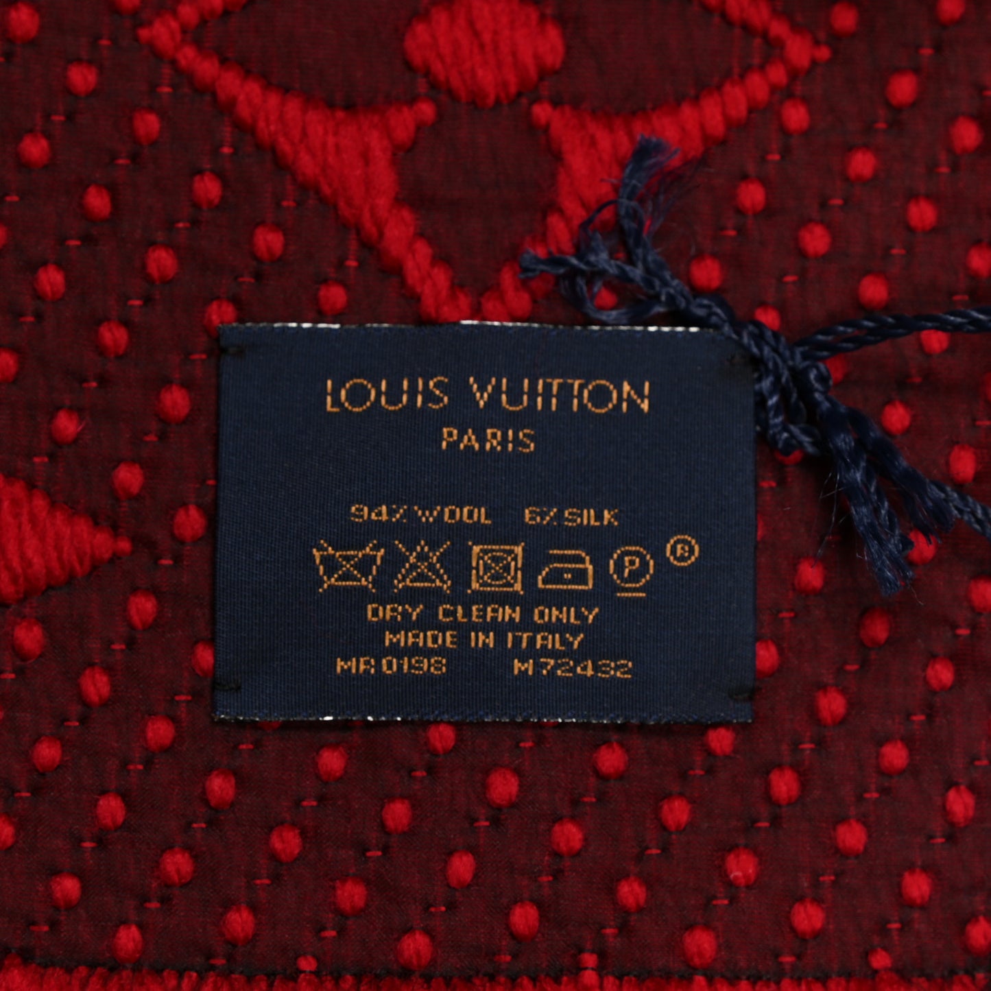 Wool Silk Logomania Scarf Rubis