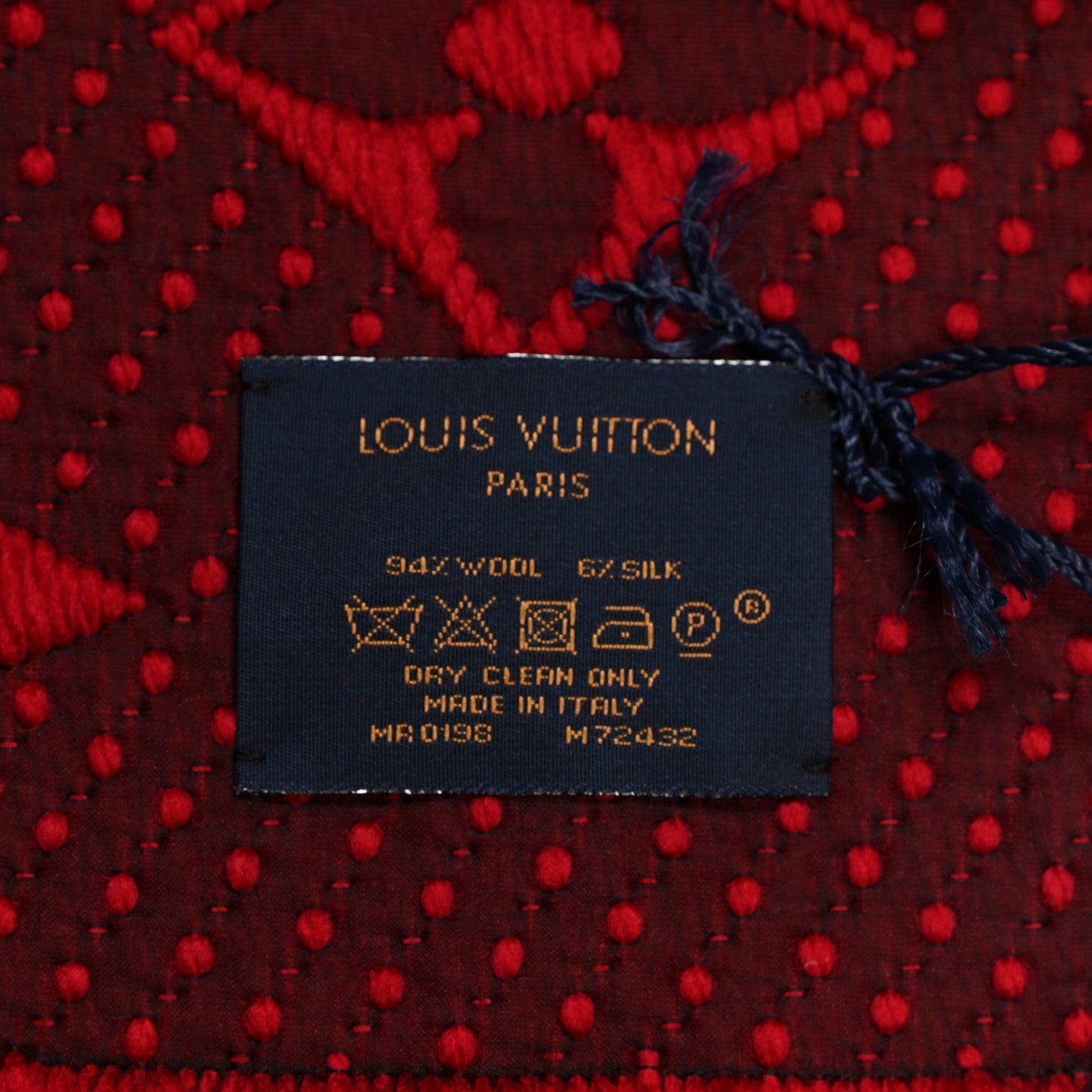 Louis Vuitton Wool Silk Logomania Scarf Rubis 3 of 3
