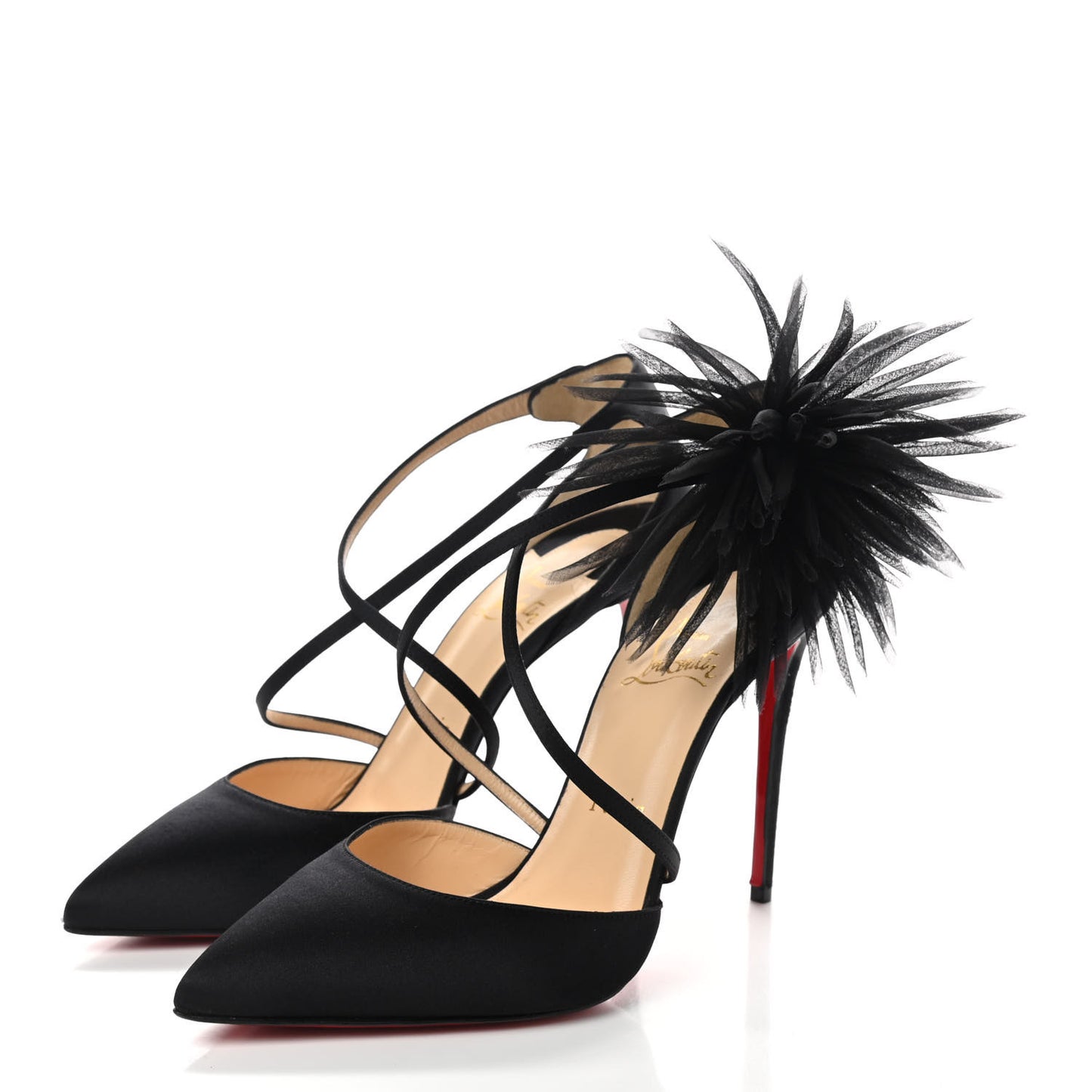 Crepe Satin Gela Davis 100 Pumps 38.5 Black