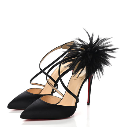 Christian Louboutin Crepe Satin Gela Davis 100 Pumps 38.5 Black 3 of 7
