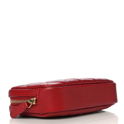 Chanel Lambskin Quilted Small Curvy Pouch Cosmetic Case Red 4 of 10