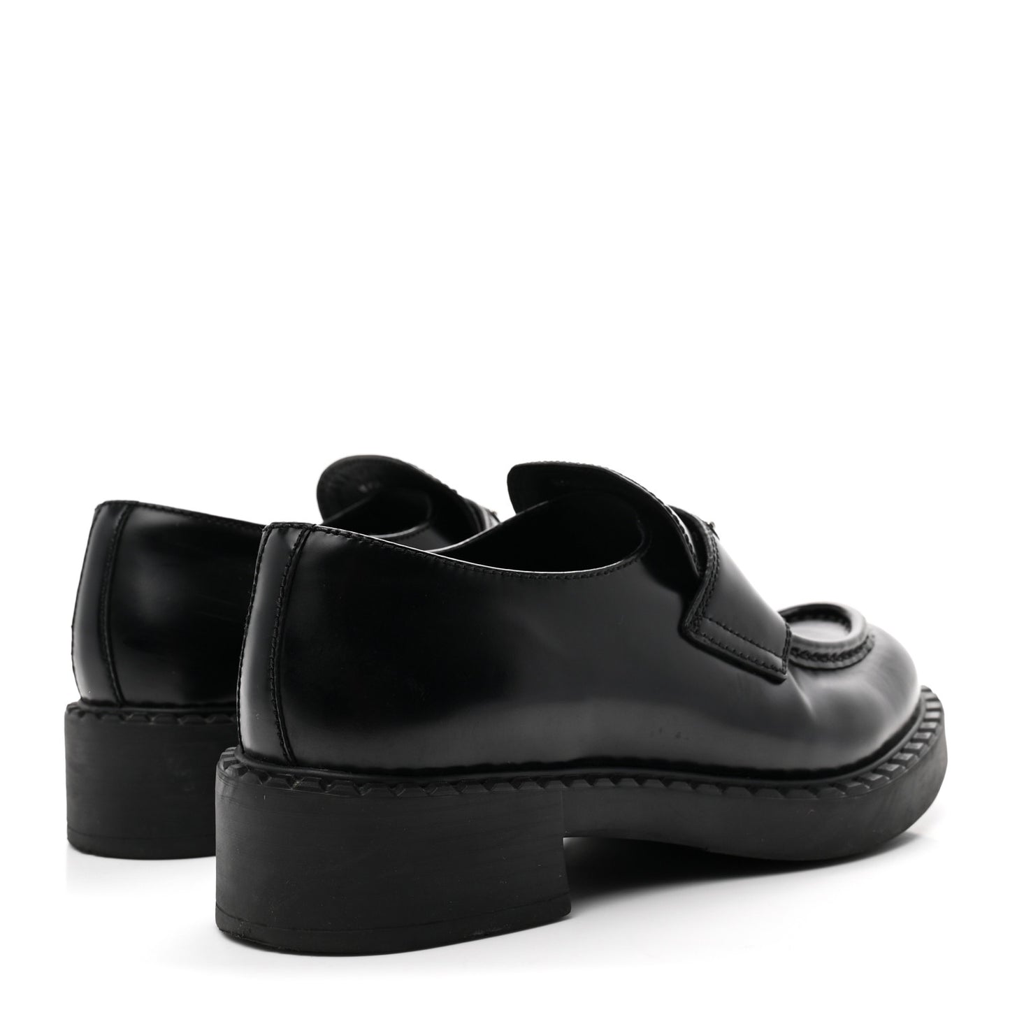 Spazzolato Metal Triangle Logo 50mm Loafers 36.5 Black
