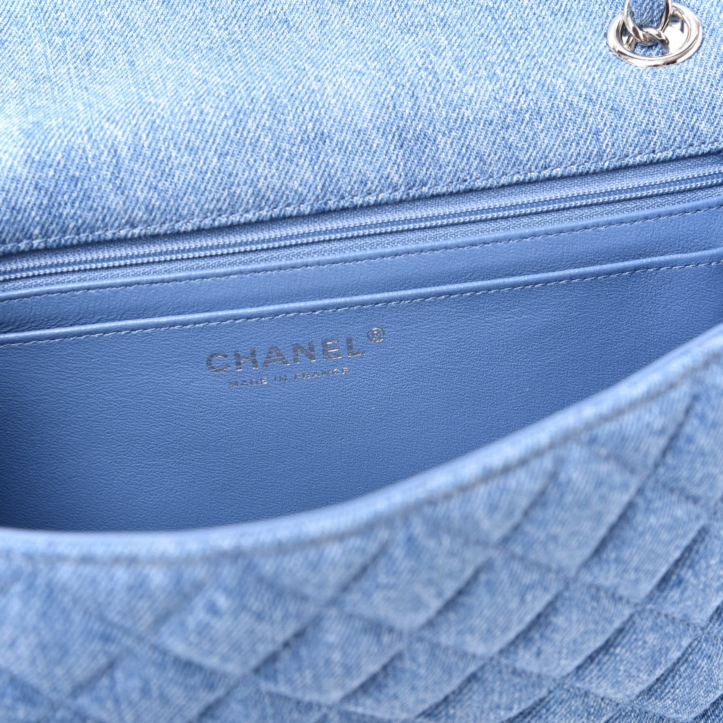 Denim Braided Medium Flap Bag Light Blue