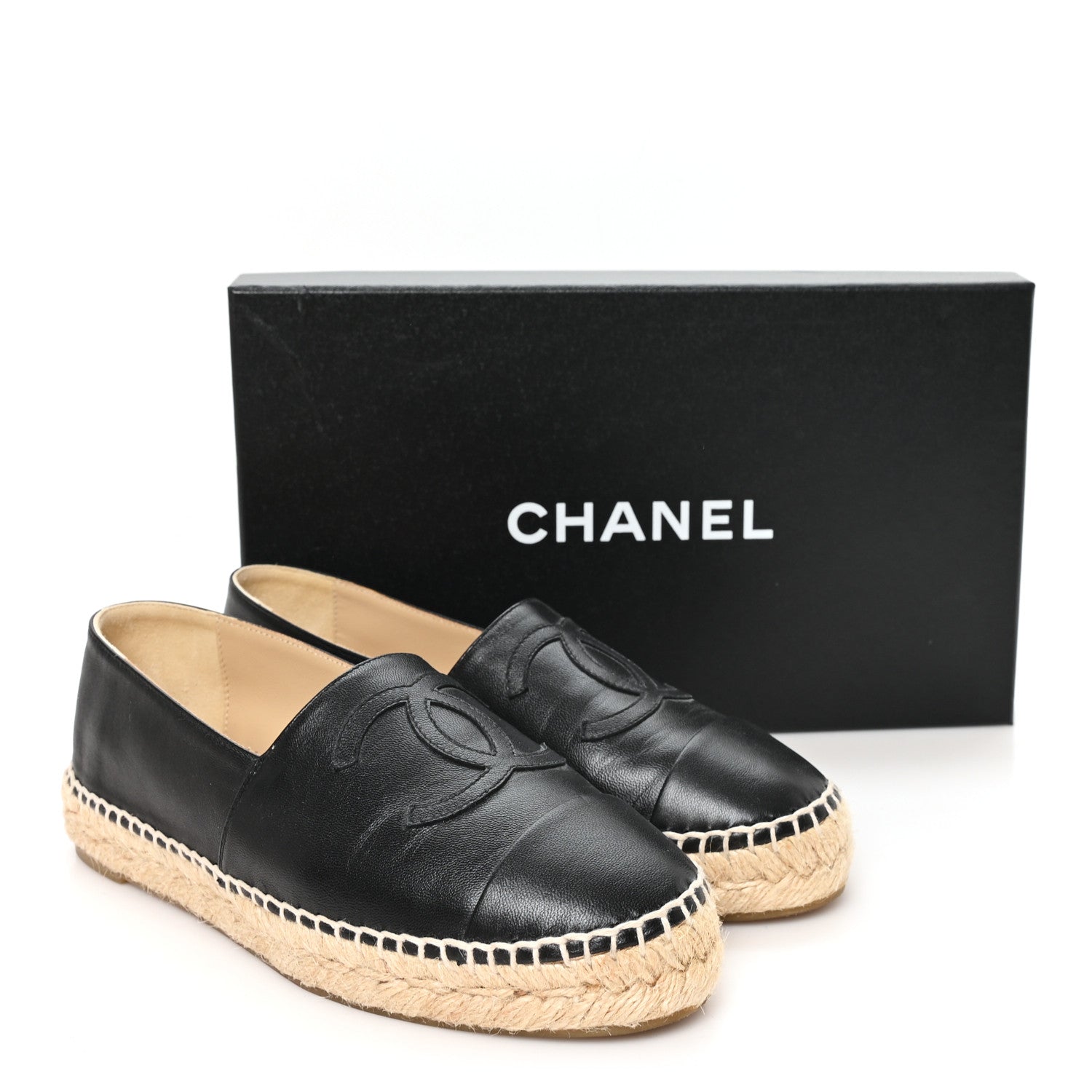 Chanel Lambskin CC Espadrilles 36 Black 10 of 10