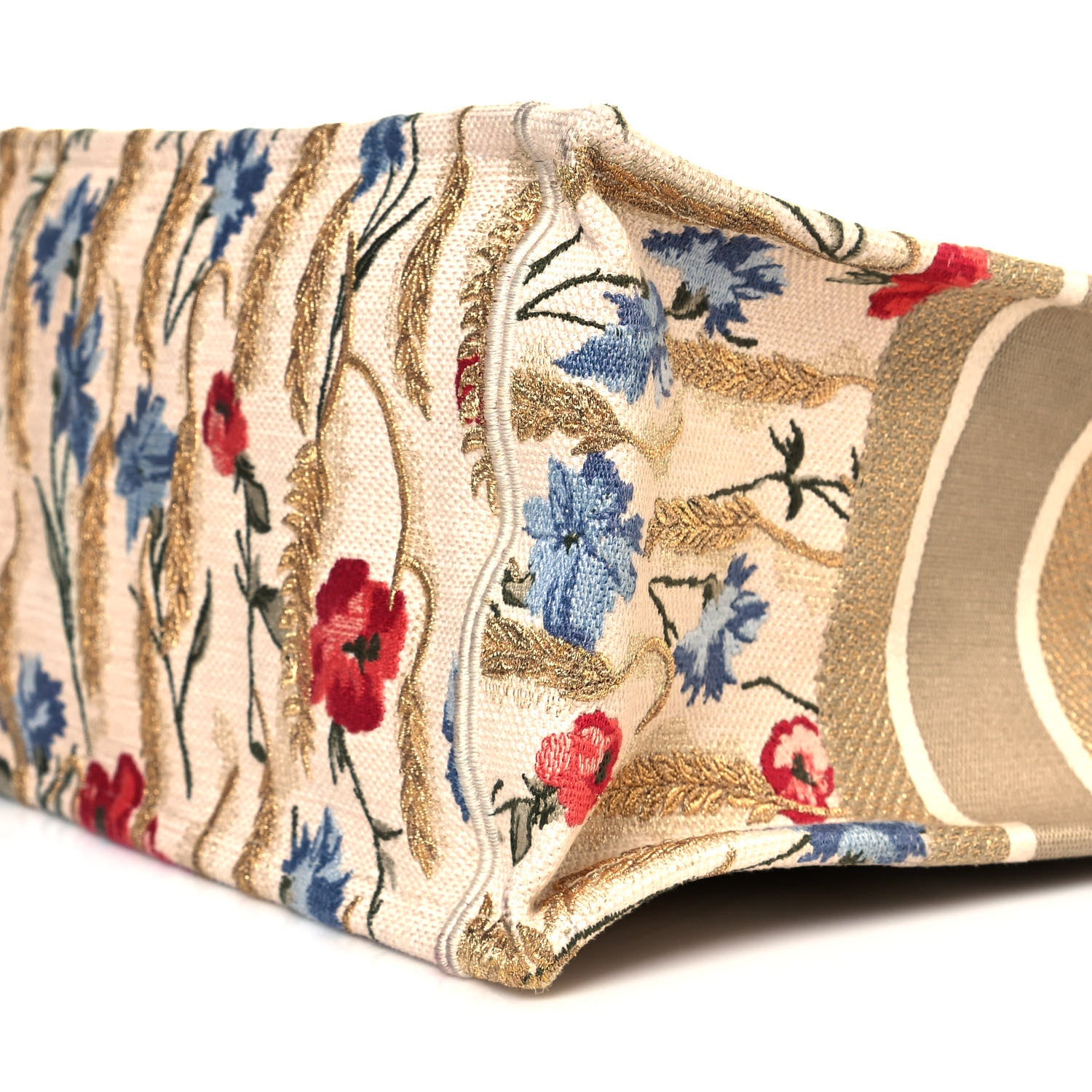 Christian Dior Canvas Embroidered Medium Hibiscus Book Tote Beige Multicolor 7 of 11
