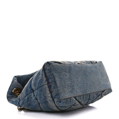 Saint Laurent Denim Quilted Small Loulou Puffer Monogram Chain Satchel Blue Cinnamon 4 of 10