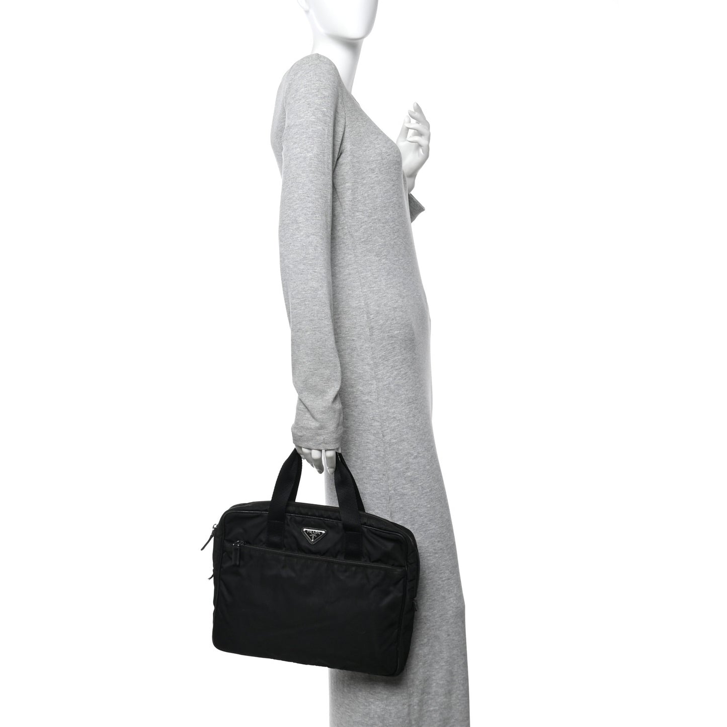 Saffiano Tessuto Nylon Small Briefcase Black
