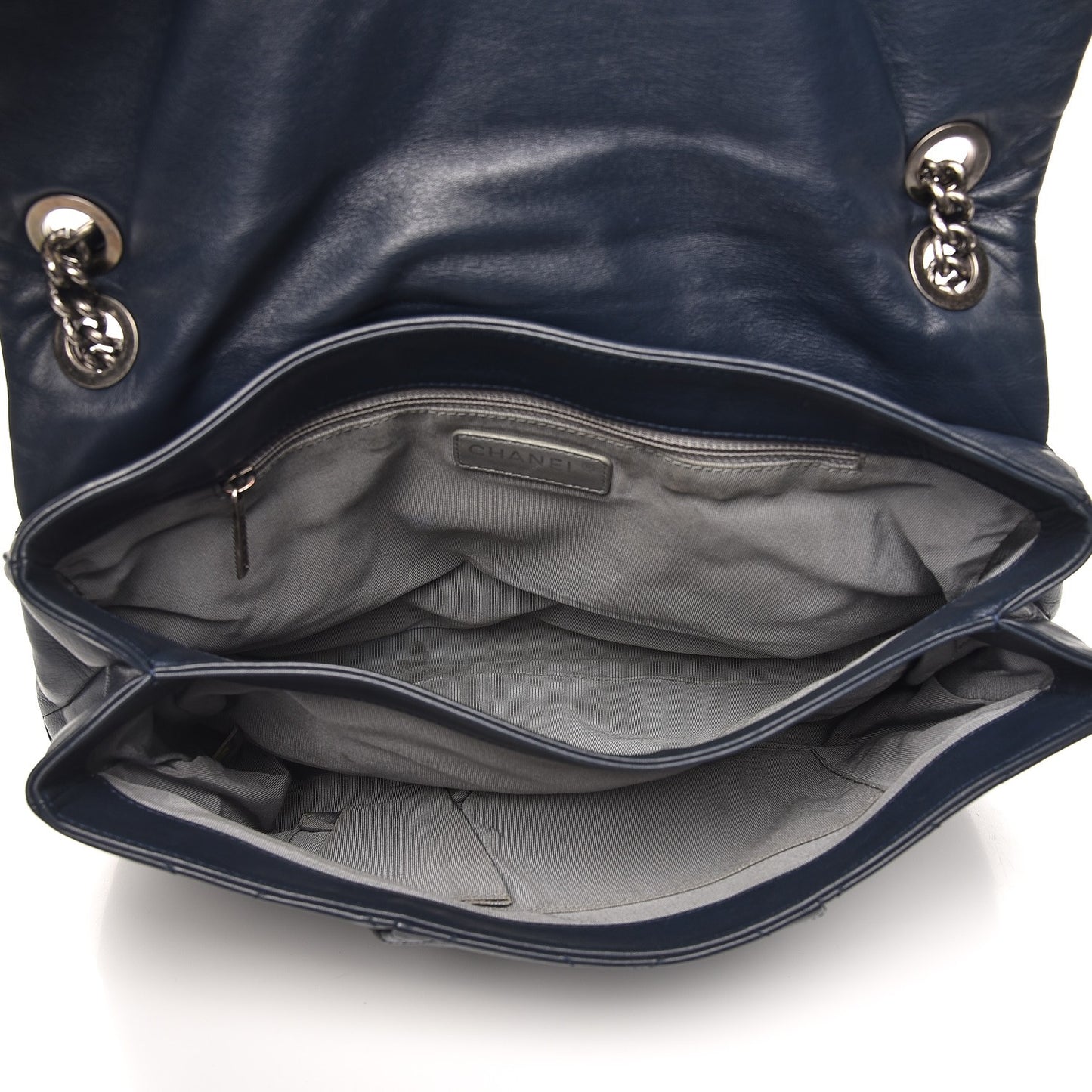 Calfskin Quilted Coco Pleats Flap Dark Navy Blue