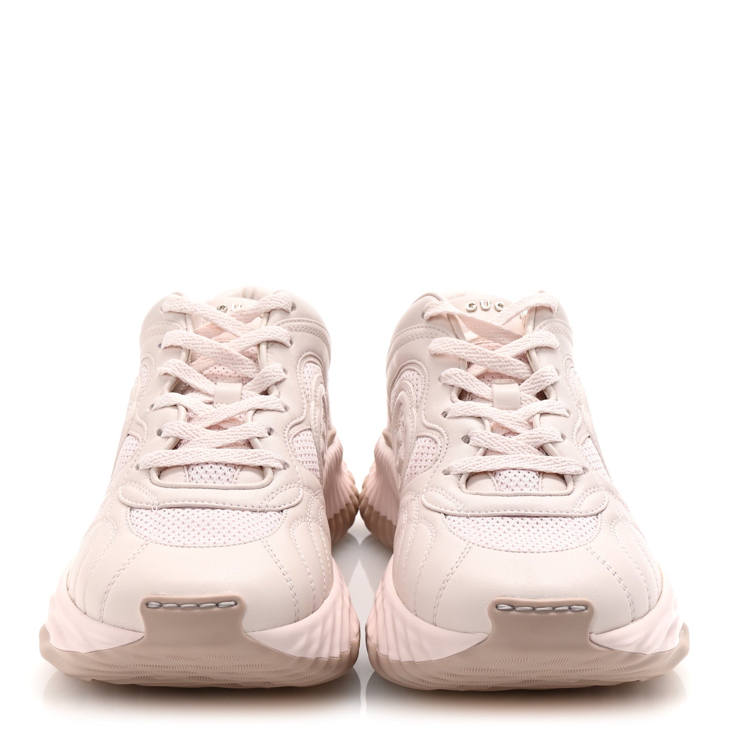 Gucci Calfskin Interlocking G Ripple Womens Platform Sneakers 38.5 Light Pink 3 of 9