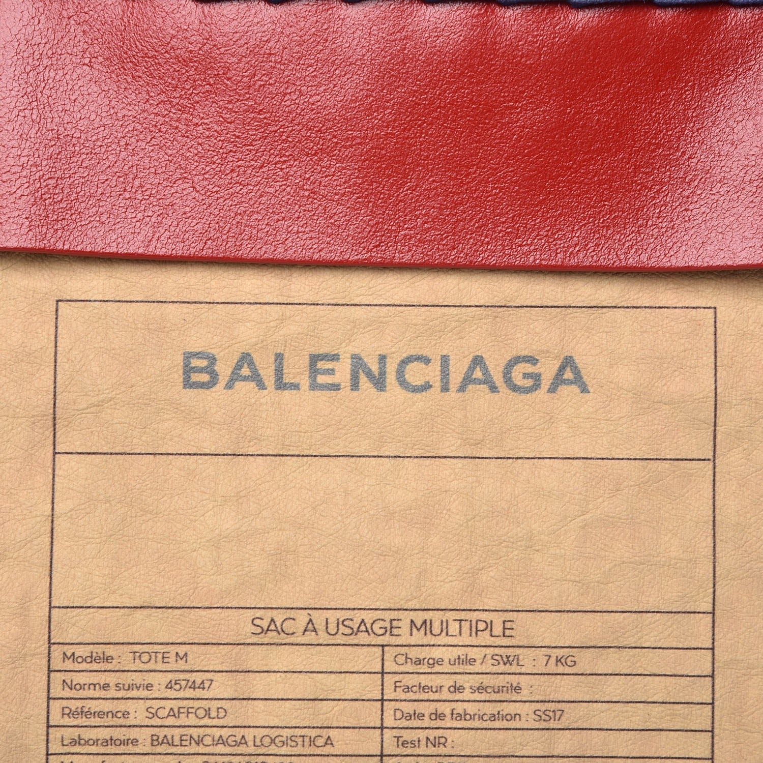 Balenciaga Agneau Arena Medium Scaffold Shopper Tote Red Black 9 of 9