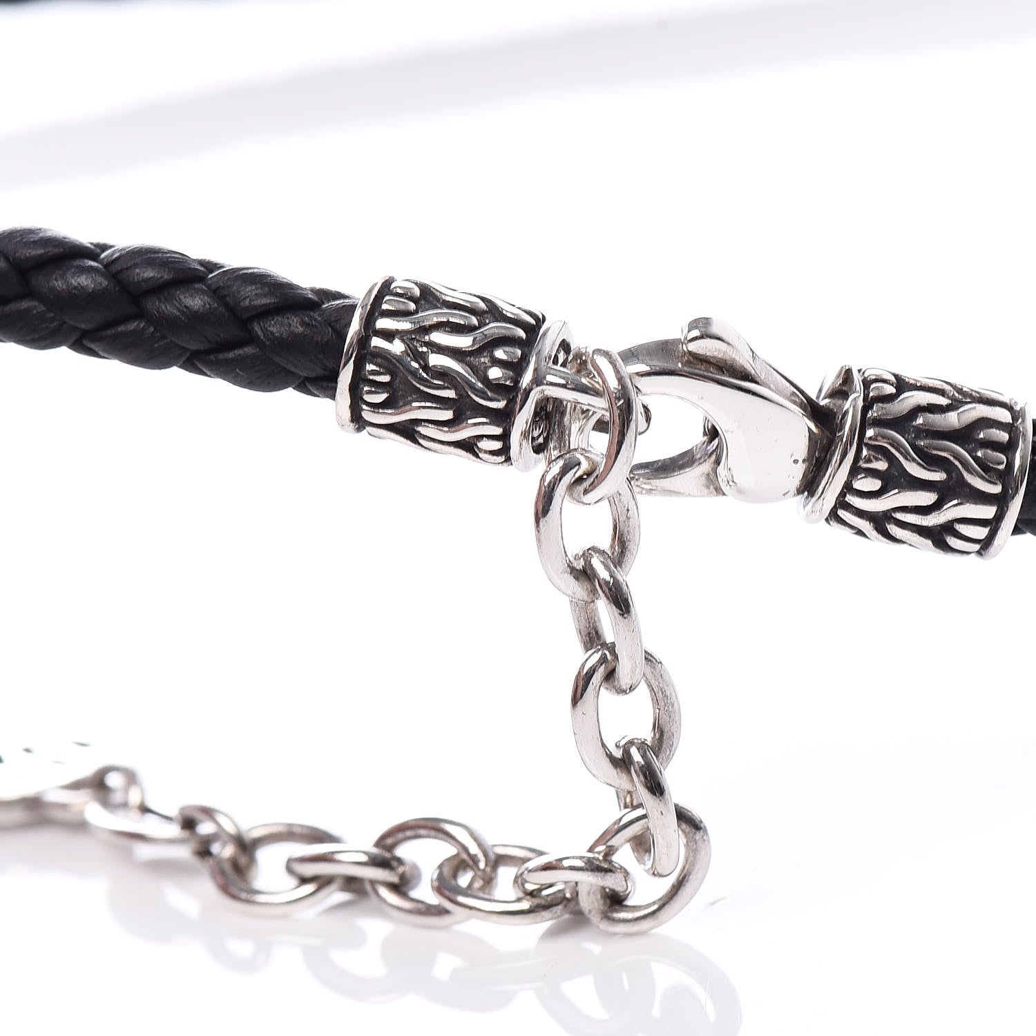 John Hardy Sterling Silver Braided Bamboo Pendant Necklace Black 6 of 6
