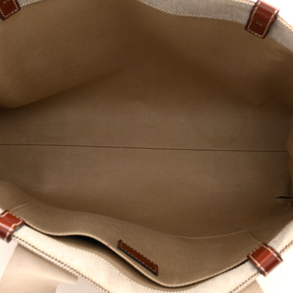 Chloe Cotton Calfskin Large Woody Ribbon Tote White Brown 5 of 10