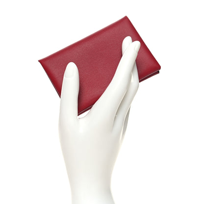 Hermes Evercolor Verso Calvi Card Case Rouge Grenat Glycine 2 of 11