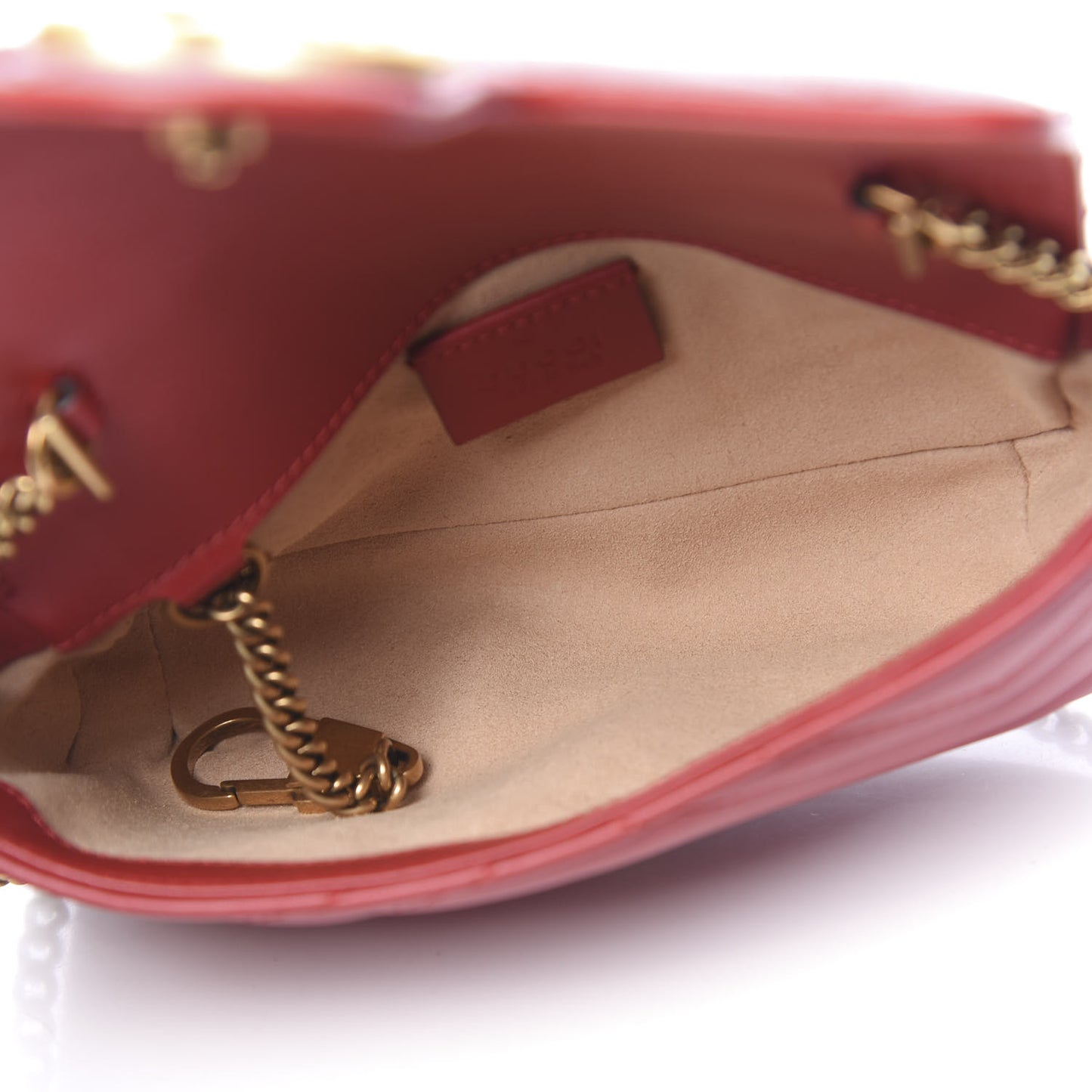 Calfskin Matelasse Super Mini GG Marmont Shoulder Bag Hibiscus Red