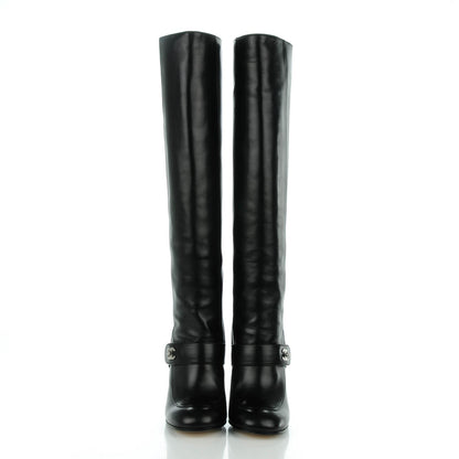 Chanel Calfskin CC Turnlock Knee High Boots 38 Black 3 of 10
