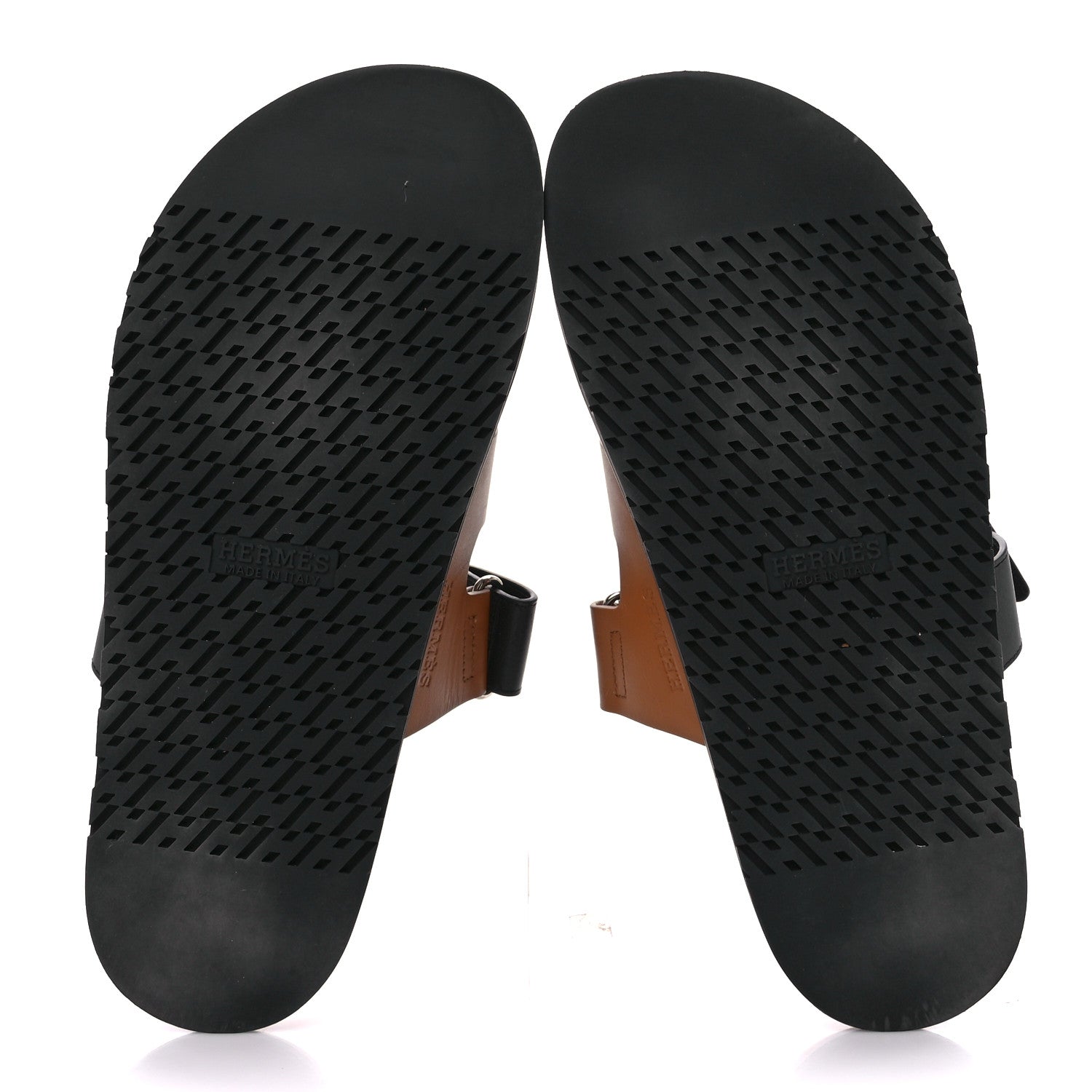Hermes Calfskin Mens Chypre Sandals 43 Naturel Safari Black 5 of 8