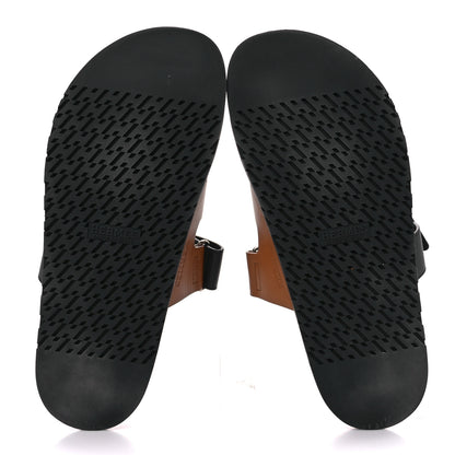 Hermes Calfskin Mens Chypre Sandals 43 Naturel Safari Black 5 of 8