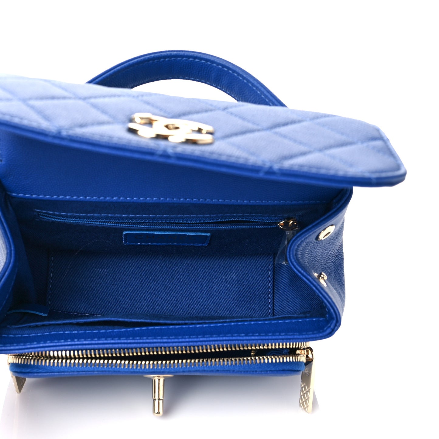 Caviar Quilted Small Business Affinity Flap Dark Blue
