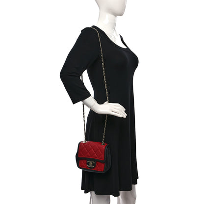 Chanel Lambskin Quilted Mini Graphic Flap Bag Red Black 2 of 9