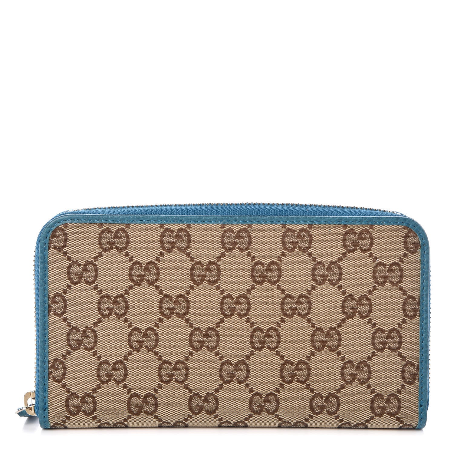 Gucci Monogram Dollar Calfskin Zip Around Wallet Beige Ebony Deep Cobalt 1 of 7