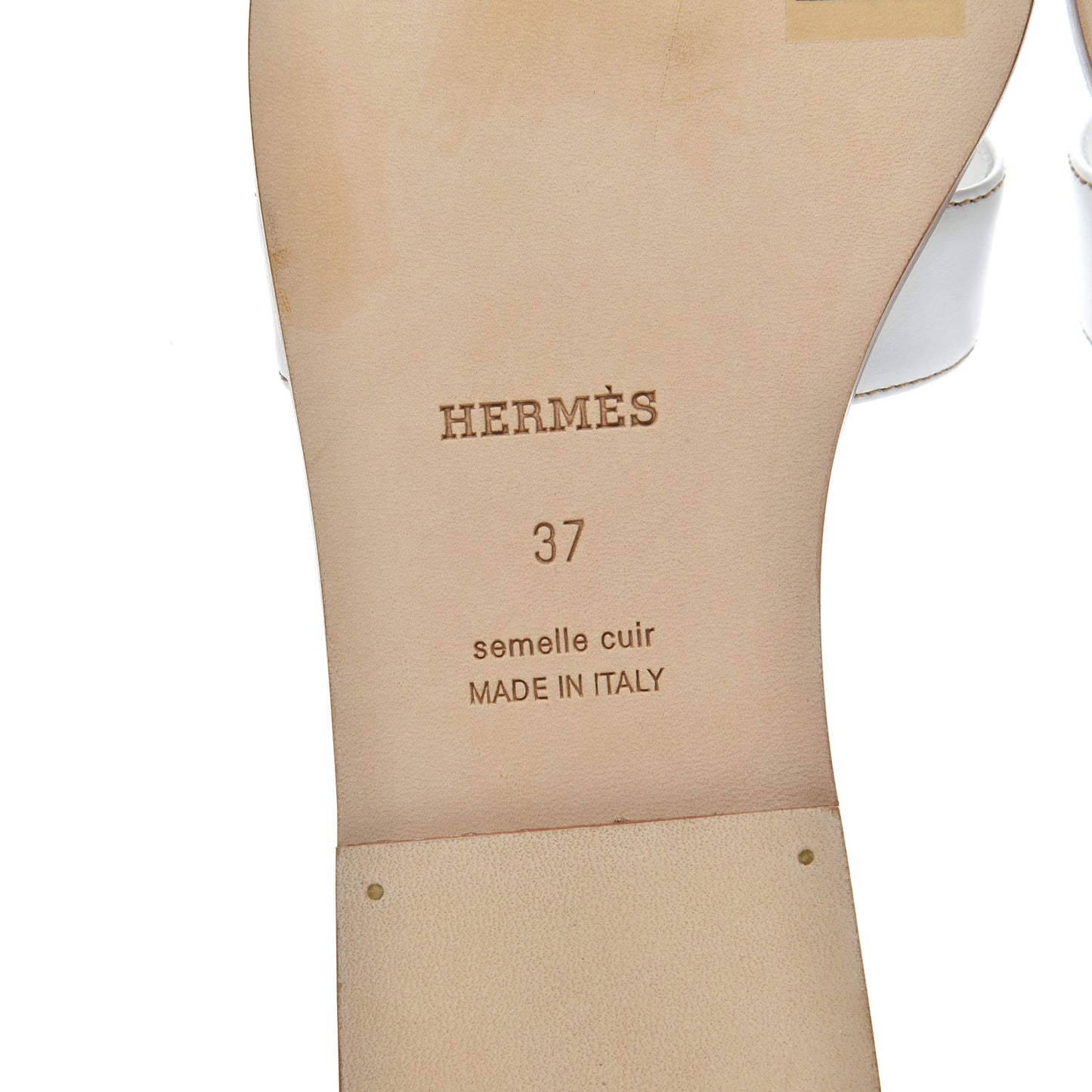 Box Calfskin Oran Sandals 37 White