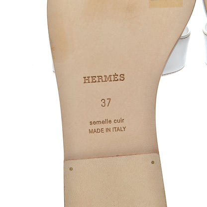 Hermes Box Calfskin Oran Sandals 37 White 7 of 16