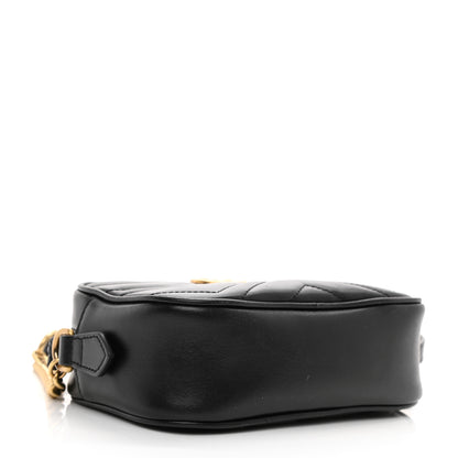 Gucci Calfskin Matelasse Mini GG Marmont Chain Shoulder Bag Black 6 of 17