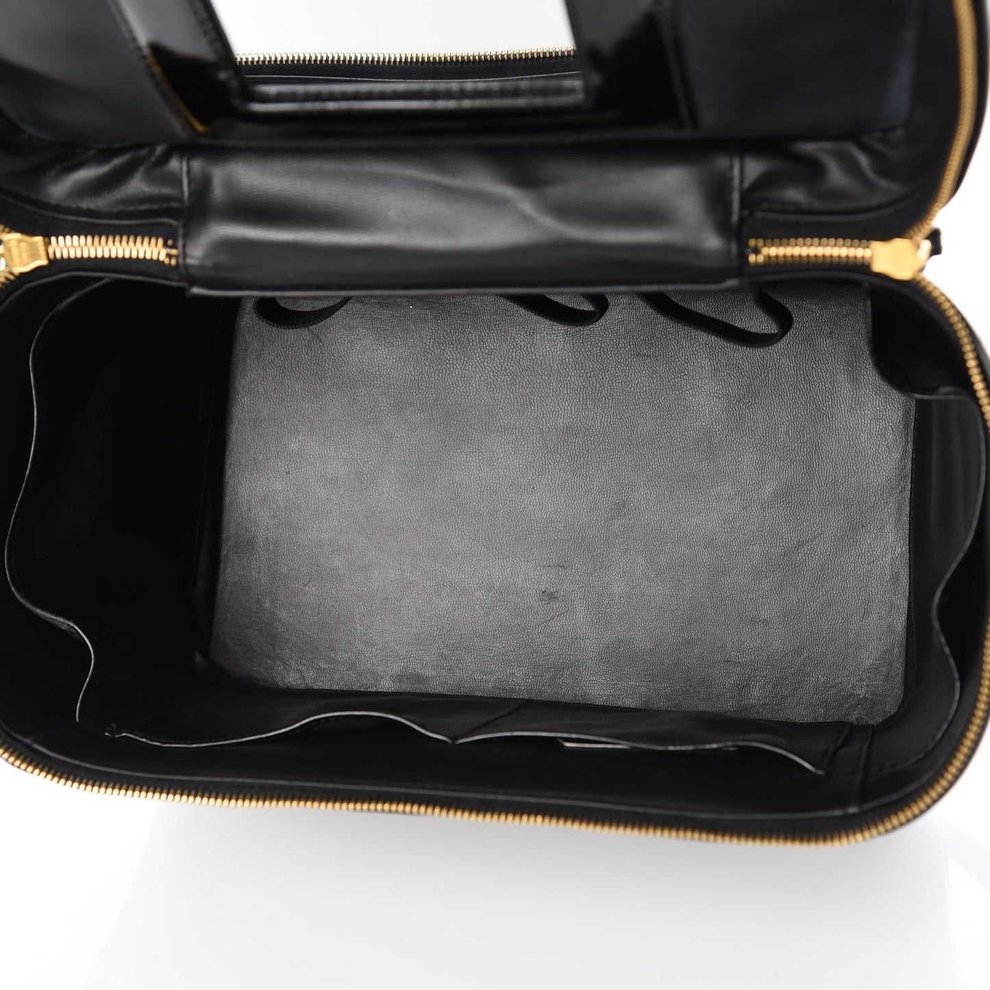 Patent Large Cosmetic Train Case Black