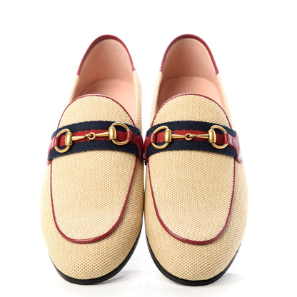 Gucci Canvas Malaga Kid Web Womens Horsebit Brixton Loafers 37 Sand Romantic Cerise 5 of 11