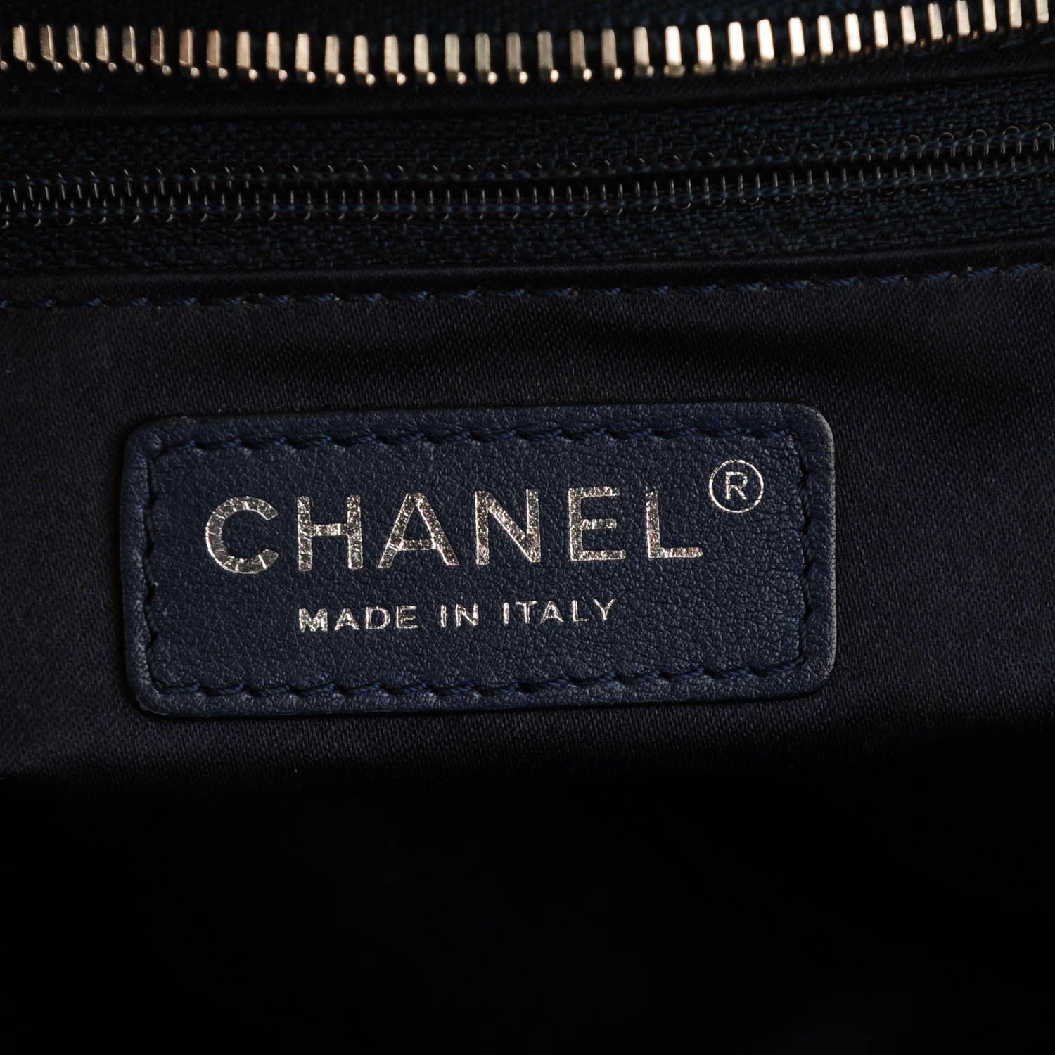 Chanel Patent Quilted Accordion Shopping Tote Navy 6 of 7