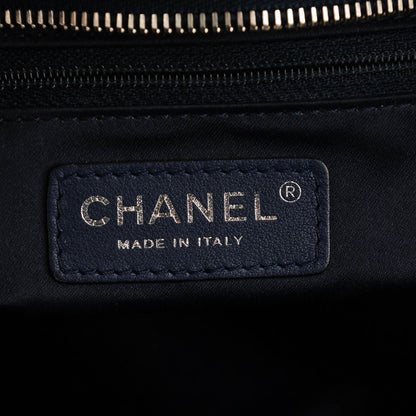 Chanel Patent Quilted Accordion Shopping Tote Navy 6 of 7