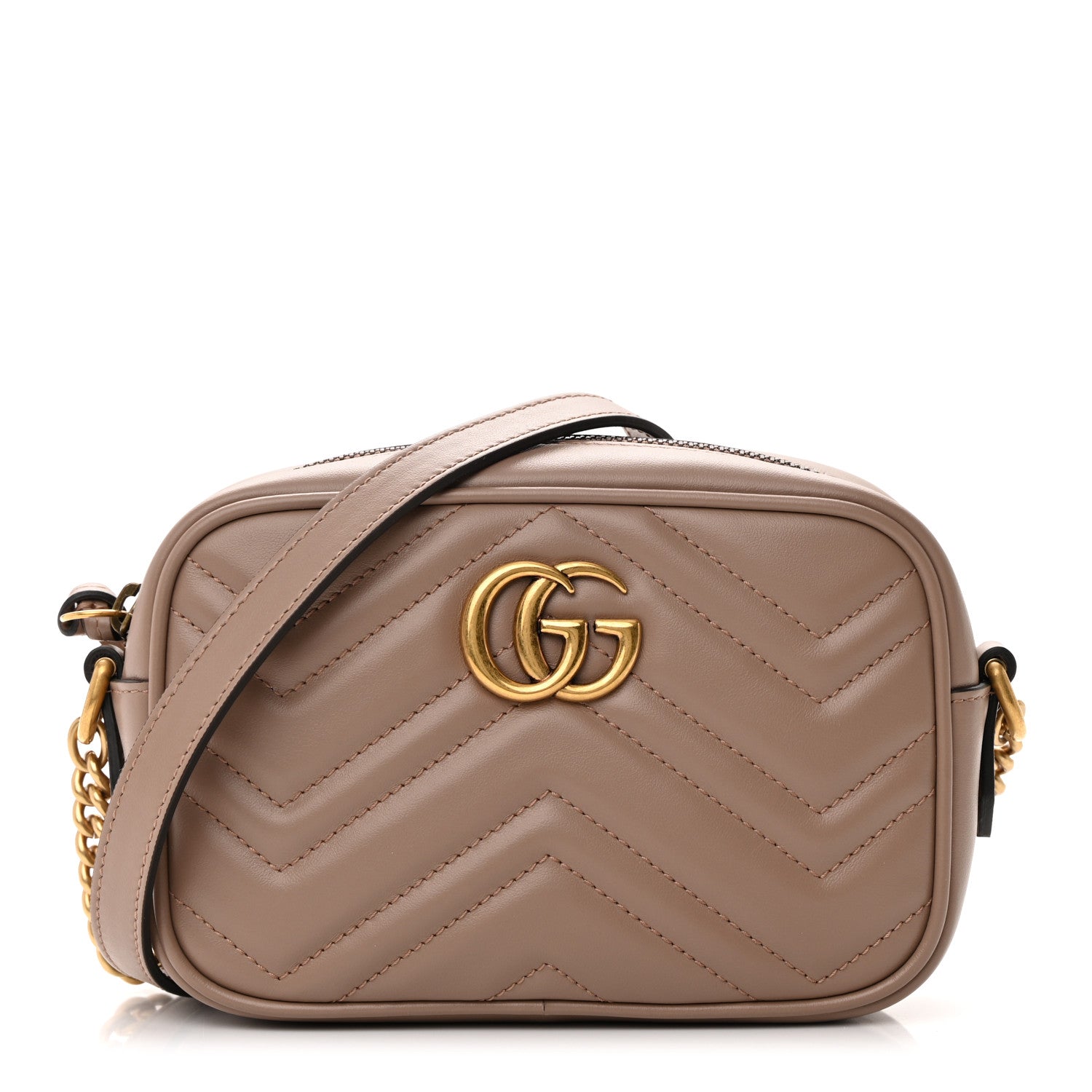 Gucci Calfskin Matelasse Mini GG Marmont Chain Shoulder Bag Porcelain Rose 1 of 13