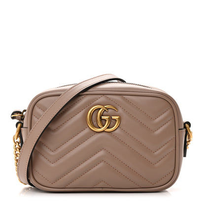 Gucci Calfskin Matelasse Mini GG Marmont Chain Shoulder Bag Porcelain Rose 1 of 13