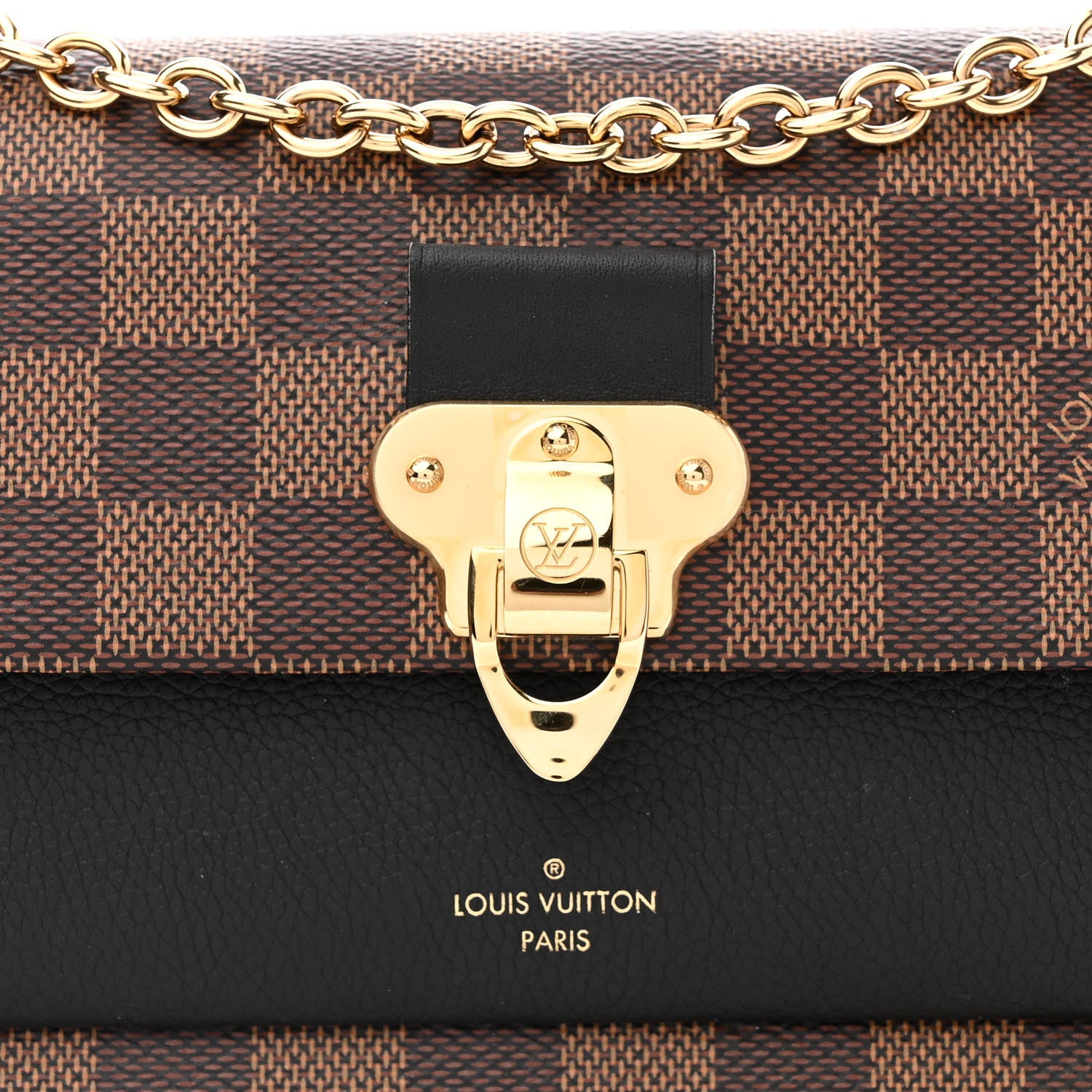Louis Vuitton Damier Ebene Vavin Chain Wallet Black 7 of 9