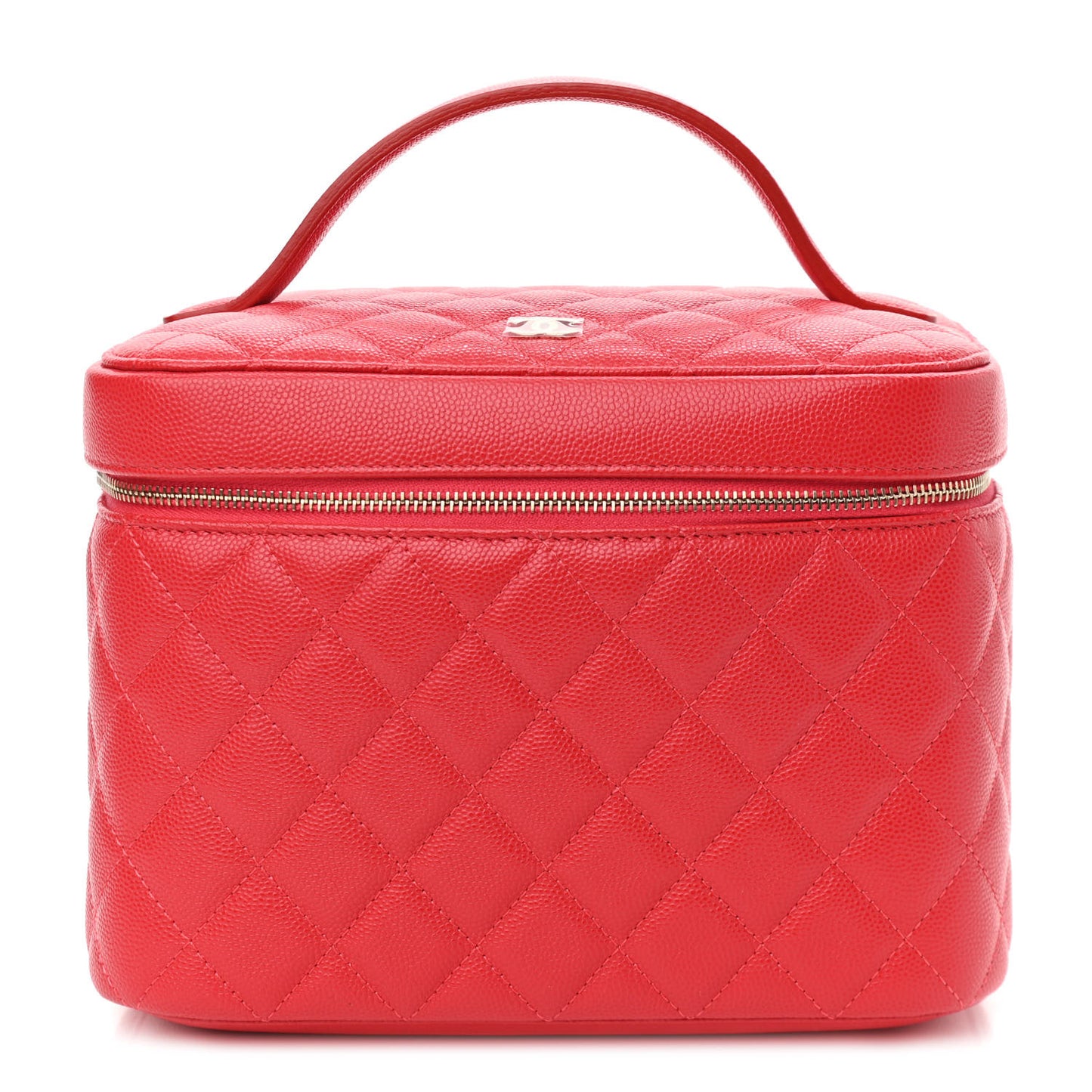Caviar Quilted Large Vanity Pouch Red