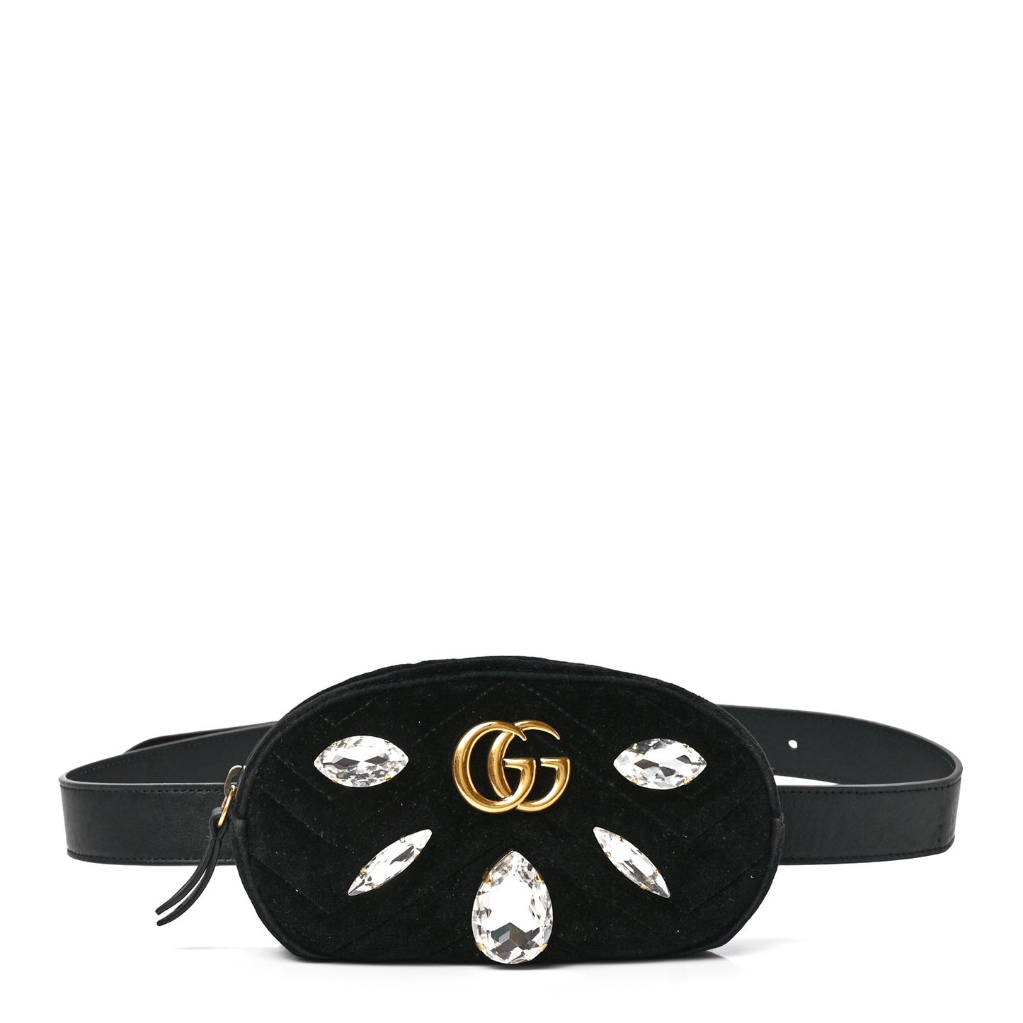 Velvet Matelasse Marquise Crystals GG Marmont Belt Bag 85 34 Black