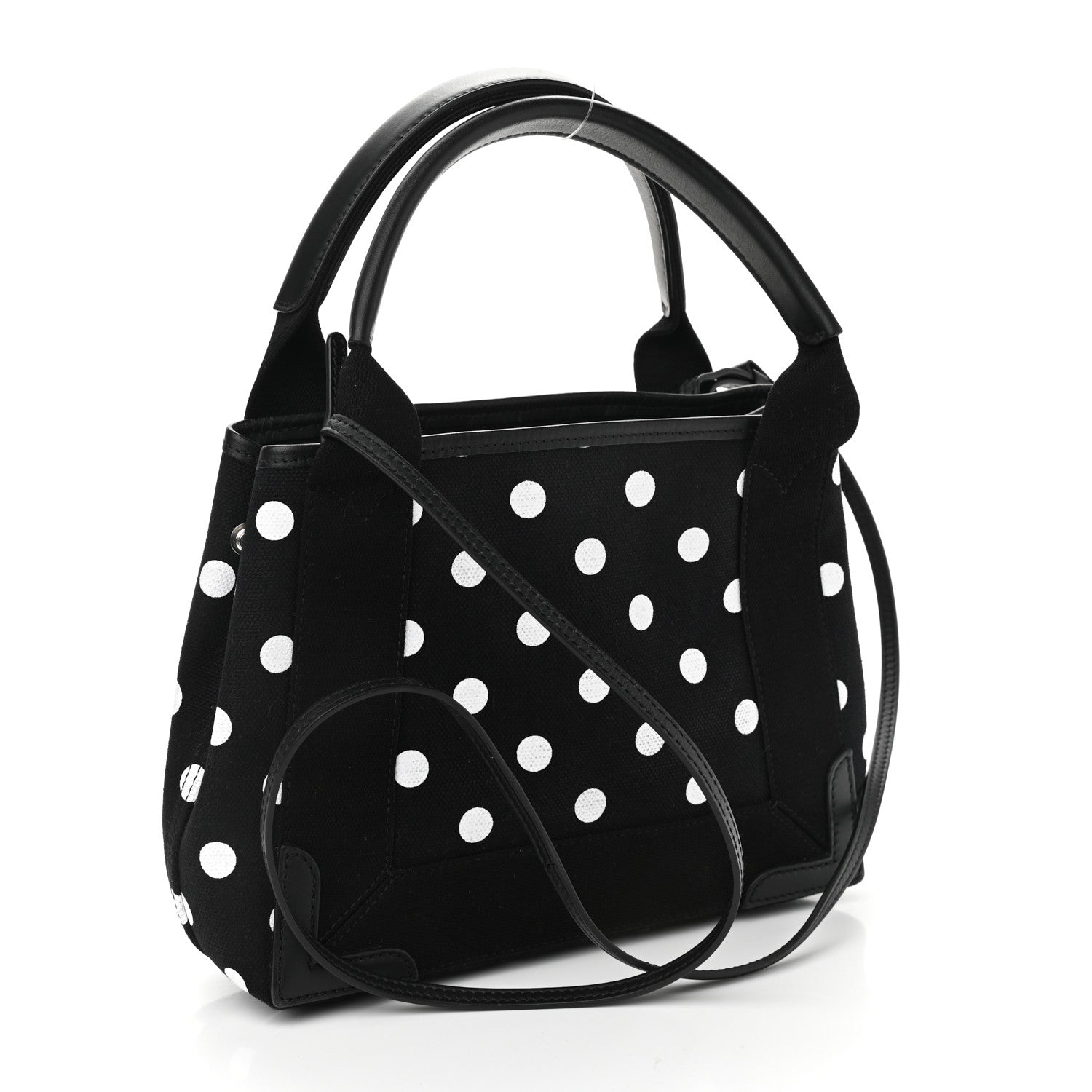 Balenciaga Cotton Canvas Polka Dot Navy Cabas XS Black White 3 of 10