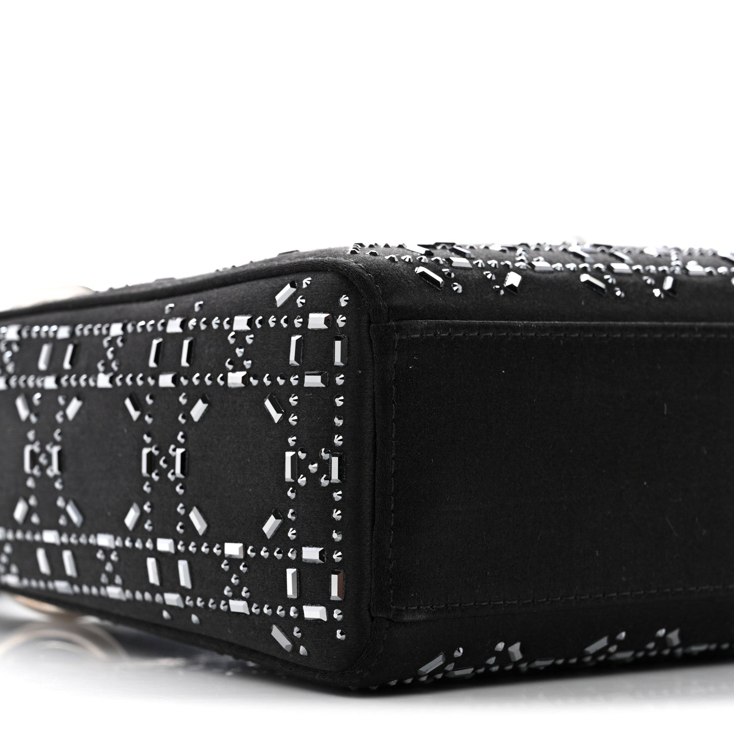 Christian Dior Satin Crystal Cannage Mini Lady Dior Black 9 of 13