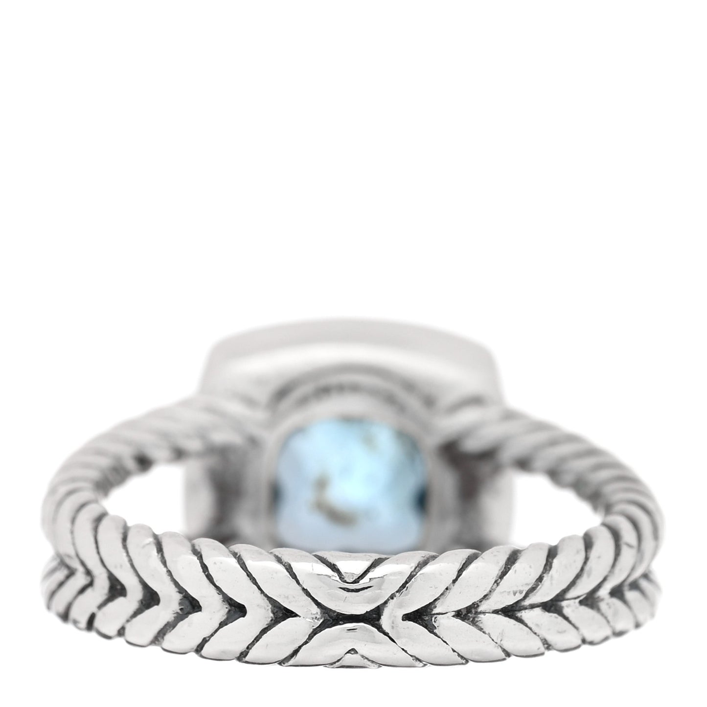 Sterling Silver Diamond Blue Topaz 7mm Petite Albion Ring 52 6