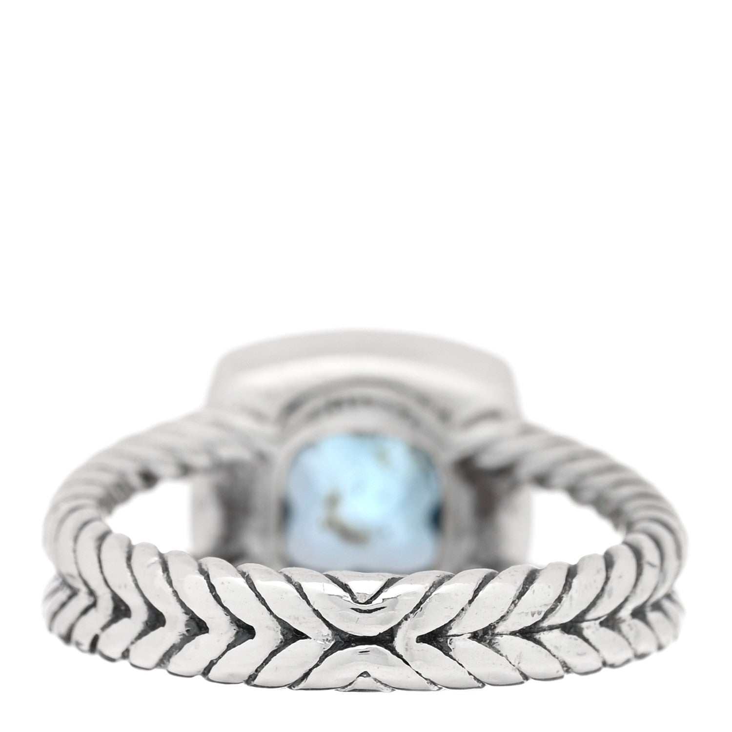 David Yurman Sterling Silver Diamond Blue Topaz 7mm Petite Albion Ring 52 6 2 of 4